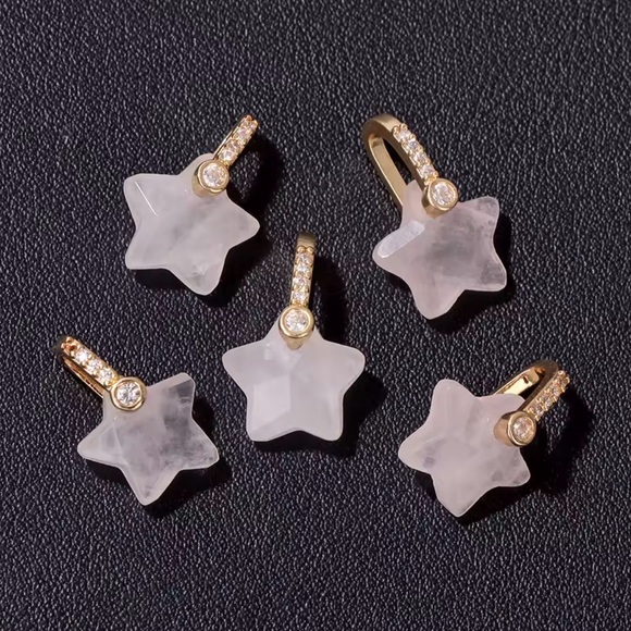 Jewelry - Rose quartz gemstone star charms